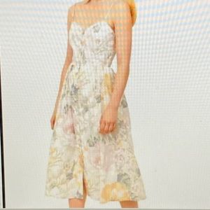 H&M Linen Blend floral button up midi dress size L